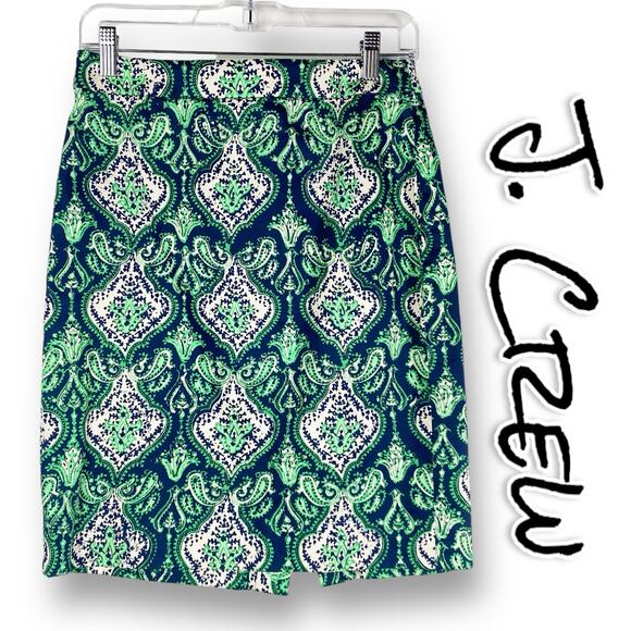 J Crew The Pencil Skirt Moroccan Print Skirt Womens Size 2 - Picture 1 of 11